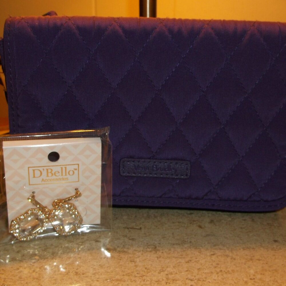 ✨ Vera Bradley RFID 3‑in‑1 Crossbody (NWT, $95) + NWT D’Bello Earrings - ✈️